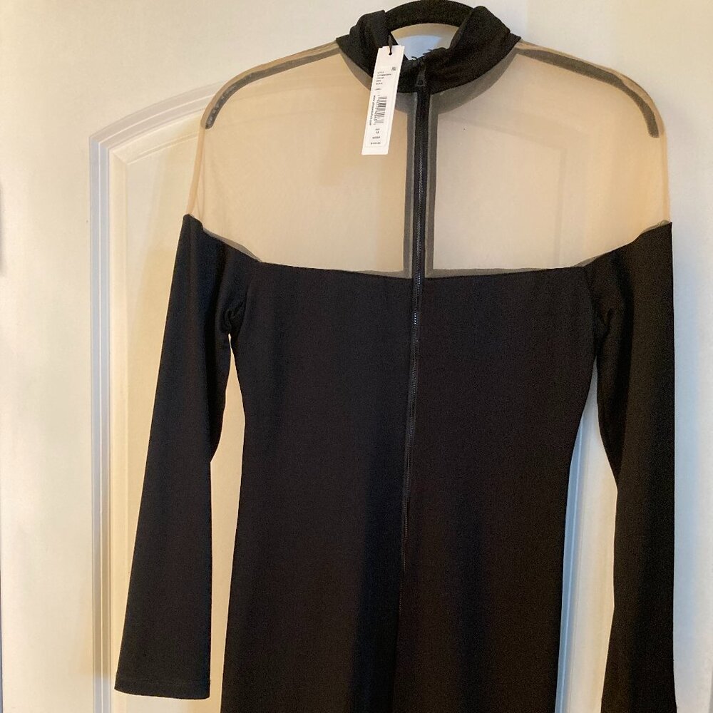 Alice + Olivia Zahra black sheer illusion mini dress, size 10 NWT - Picture 4 of 5